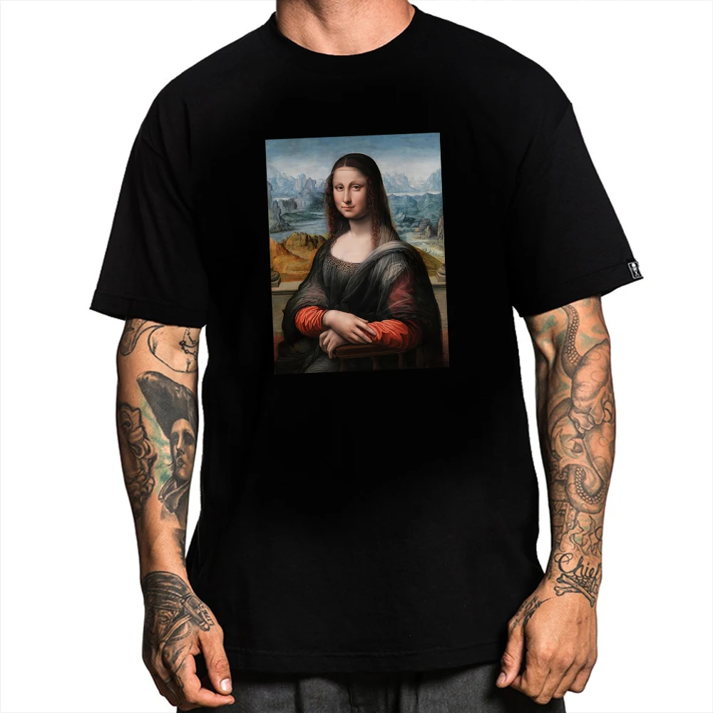 Mona Lisa художественная серия мужские футболки 2019 Забавный принт короткие летние