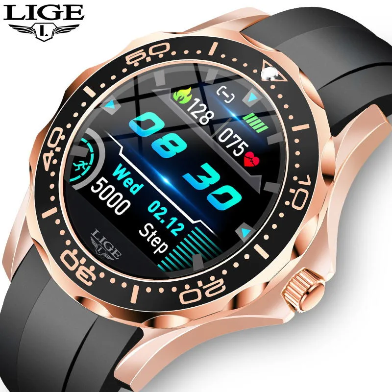 

LIGE Smart Watch Men Smartwatch Heart Rate Monitor Blood Pressure Fitness tracker Sports Watch waterproof reloj inteligente +Box