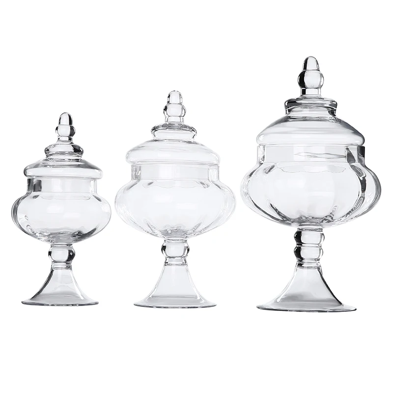 

European transparent glass candy jar Storage Jars Glass Bottles with Lid Wedding Decorations Set Dessert Pot Creative Vase