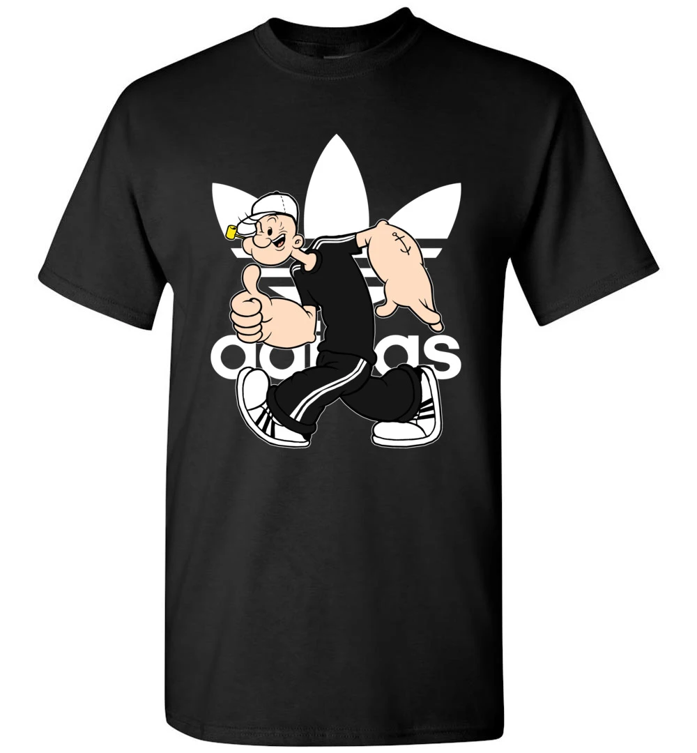 Popeye Мужская футболка Веселая хлопковая одежда модная с круглым вырезом 100% хлопок