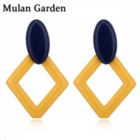 mg fashion rhombus yellow acrylic earrings for women red purple acetic acid pendant elegant dangle earrings resin jewelry 2019