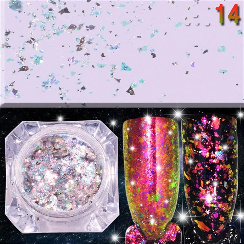 0,2 г/кор. лазерный блеск Galaxy Holo чешуйчатый Радужный дизайн ногтей голографические блестки порошок блестки