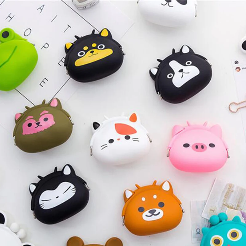 

Coin Purse Mini Silicone Animal Small Coin Purse Lady Key Bag Purse Children Gift Prize Package Bluetooth Earphone Bags