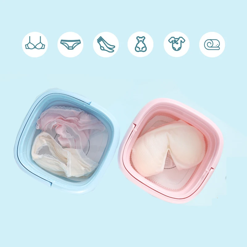 

2 In 1 Portable Foldable Washing Machine Folding Semi-automatic Ultrasonic Clothes Dormitory Travel Sterilization Home Machine
