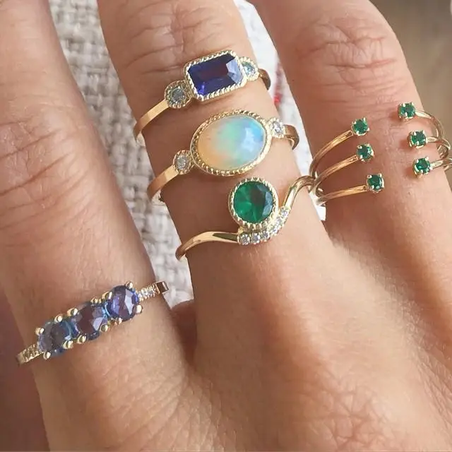 Три камня дизайн простой перстень 925 пробы серебро позолоченное минималистичный