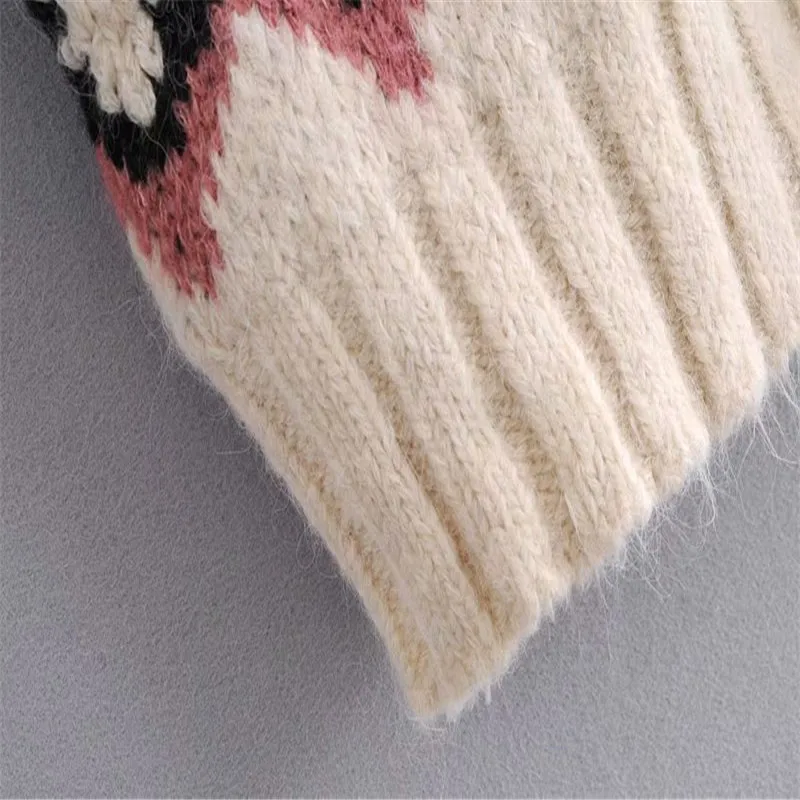 

ZA Women Vintage Cable Knit Jacquard Cardigan 2021 Long Sleeve Full Fit Sweater Female Chic Lined Button Knitted Plus Size Top