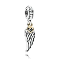 100 925 sterling silver charm simple angel wing pendant fit pandora women bracelet necklace diy jewelry