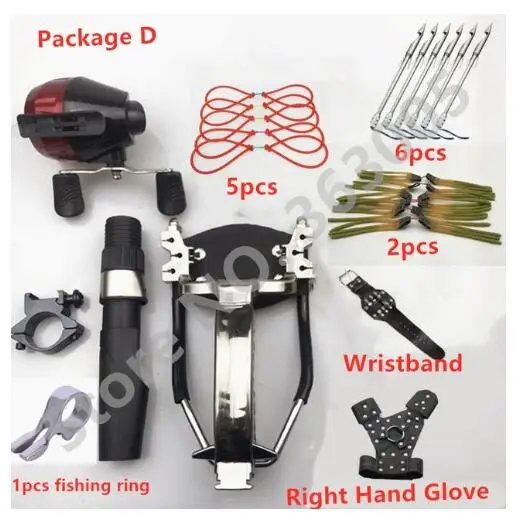 Package D Мощный многофункциональный Стрельба Из Лука Bowfishing стрельба рыбы Рогатка катапульта для охоты лук Рыбалка слинг стрельба рыболовные дротики - Цвет: Package D