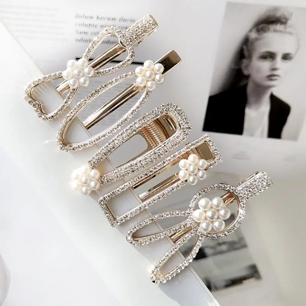 Женские искусственные жемчужные Цветочные заколки для волос блестящие стразы