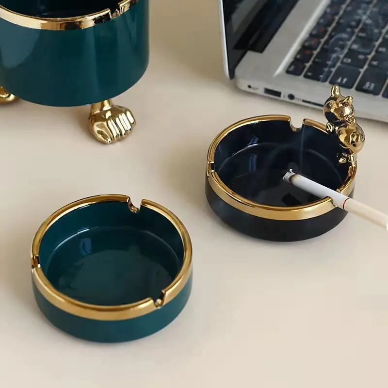 Trace gold ceramic ashtray ins creative light luxury home living room personality trend fashion decoration ornaments | Дом и сад