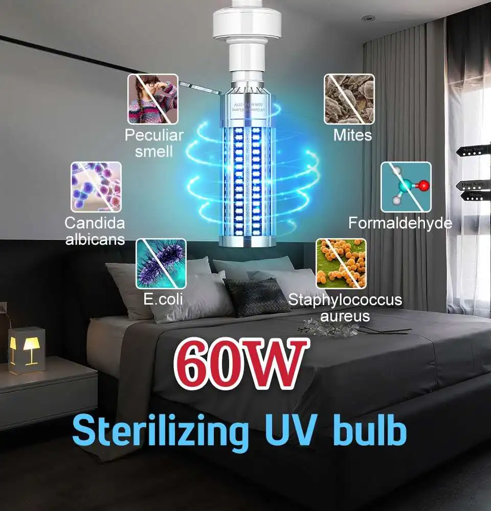SUNYIMA 60 вт UVC LED бактерицидный свет E27 уф-свет стерилизатор ультрафиолетовый уф