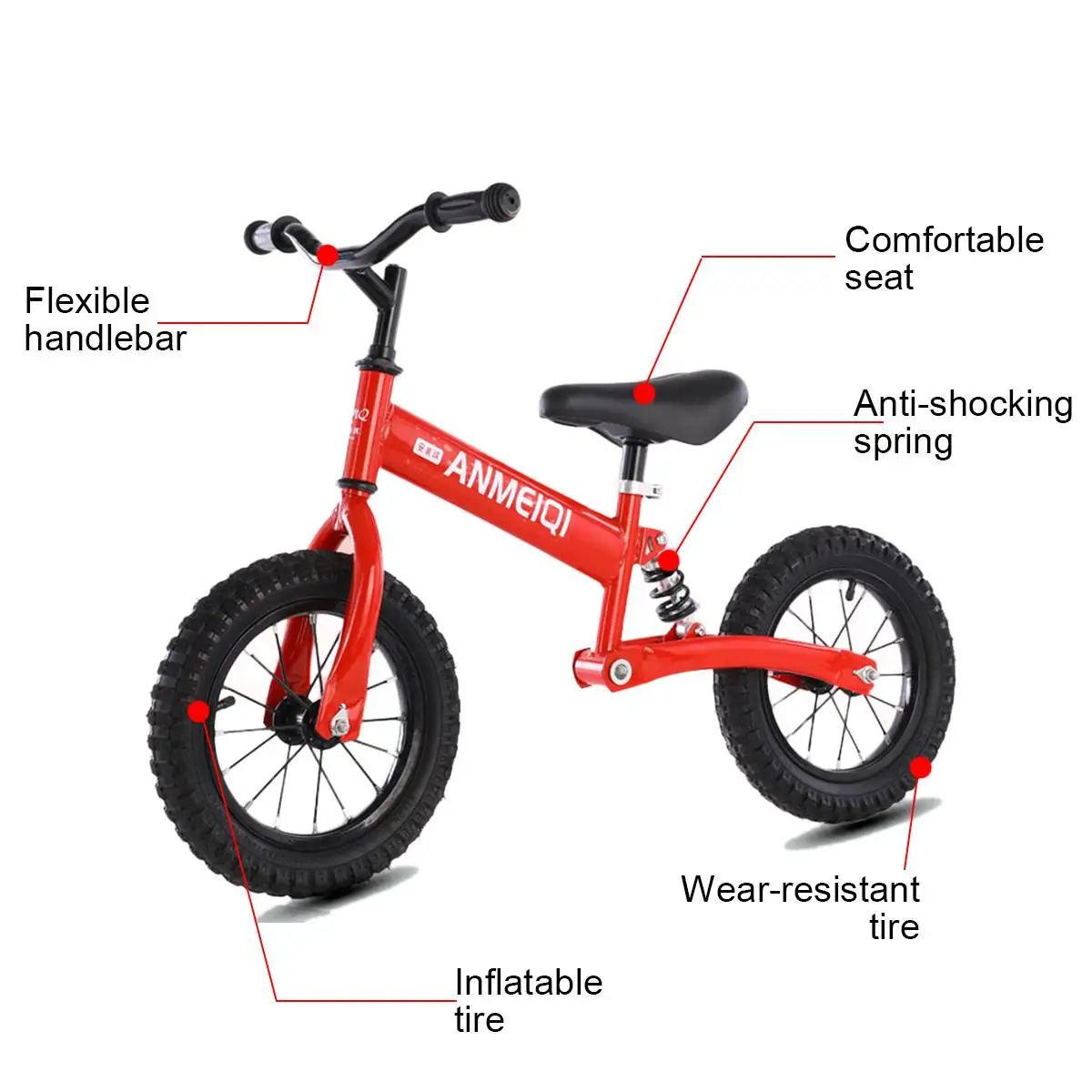 

12" Kids Balance Bike Anti-shocking Type Infant Walker Bicycle 2 Wheels Ride on Toys Gift for Children Learning Walk Racing Bike