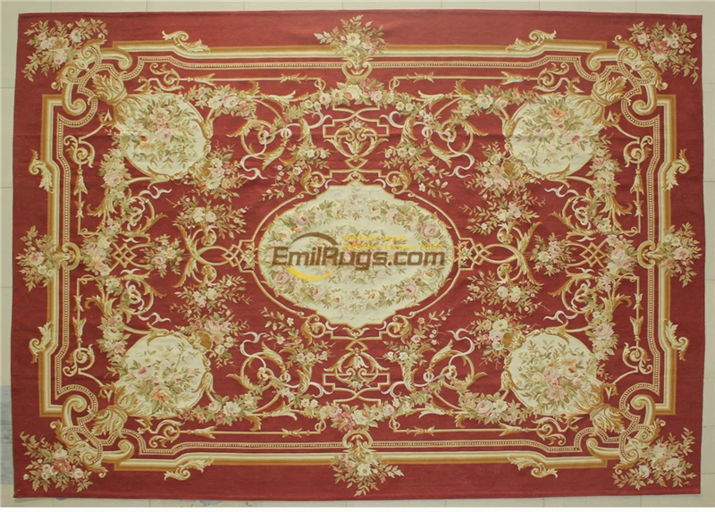 Вязаные шерстяные ковры антикварные Aubusson античный французский шерстяной ковер 19