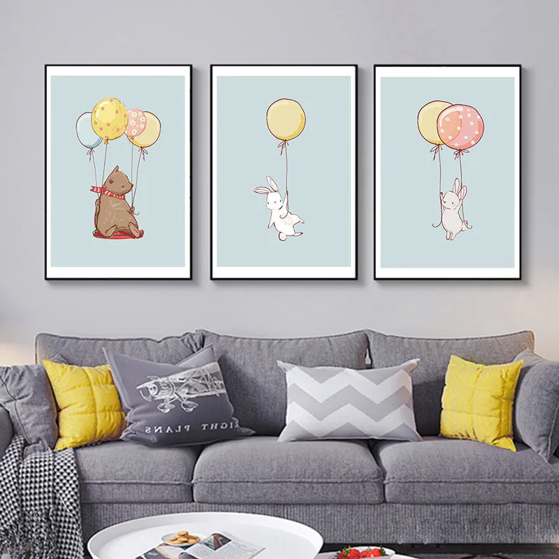 

Fashion Unframed Wall Art Poster And Print Adornment picture Animal Canvas painting Draw core Penguin Lion Rabbit Spray painting