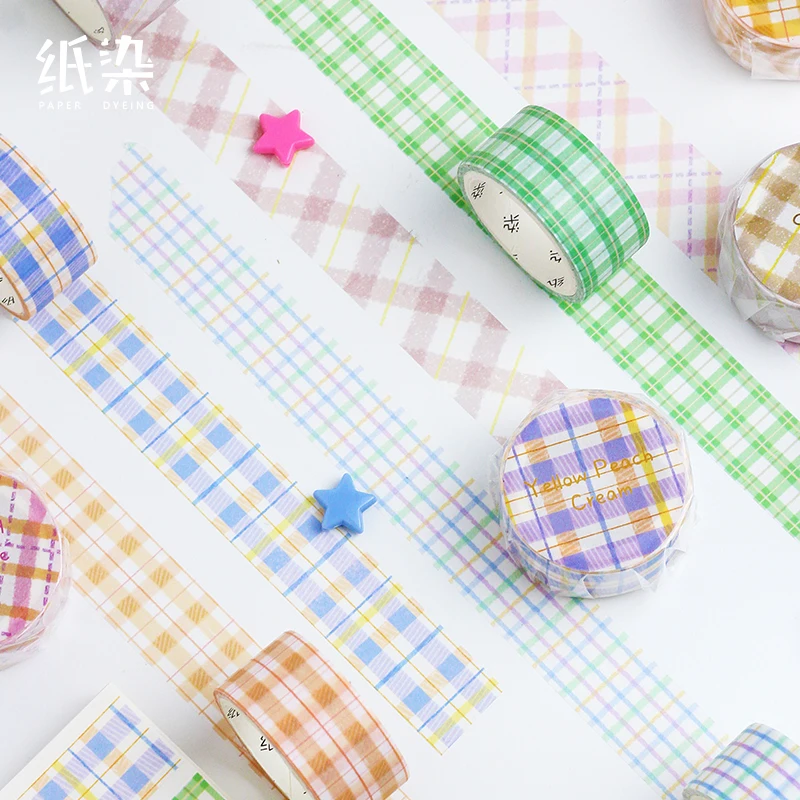 Candy Color Grid Masking Tape Bullet Journal Washi Tape Decorative Tape DIY Scrapbooking Sticker Label Stationery