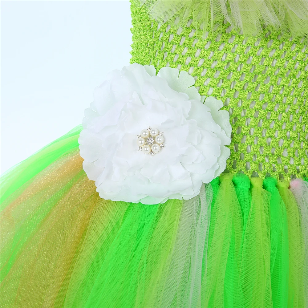 Girls Frog Princess Tutu Dress Green Tulle Flower Girl Birthday Party Gowns Kids Dresses for Halloween Costume | Детская одежда и