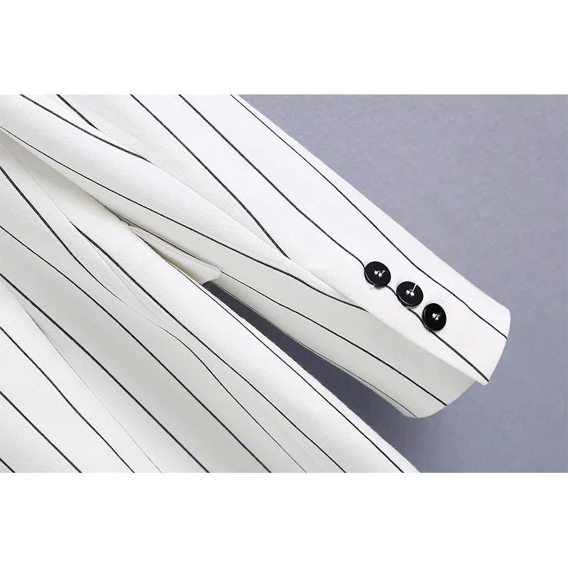 

2021 New Women Two Pieces Set Striped Blazer and Loose Trousers Suit Fashion Casual Chic Lady Outfits Women Suit