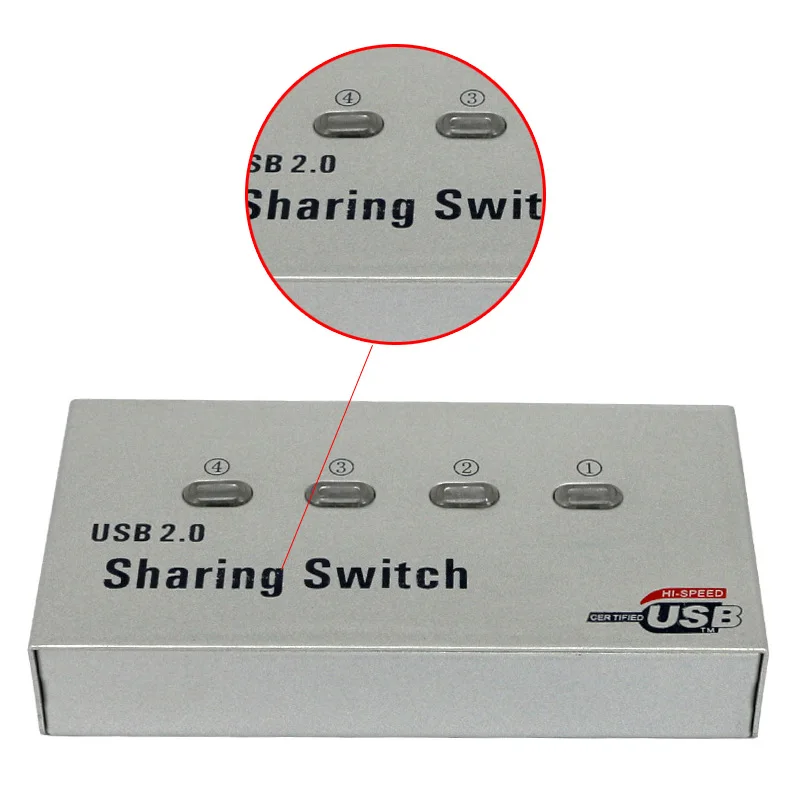 

USB 2.0 4 Port Printer Sharing Automatic Device Printer Switch for Computers Laptops