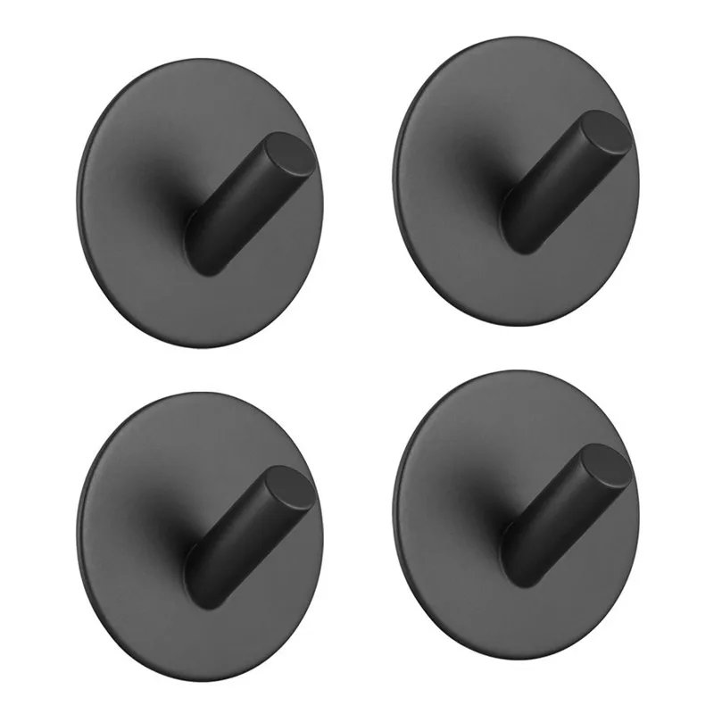 

304 Black Robe Hook Wall Hook Towel Hook for Bathroom Stainless Steel Coat Hook Rustproof Hook Hanger for Kitchen Hardware