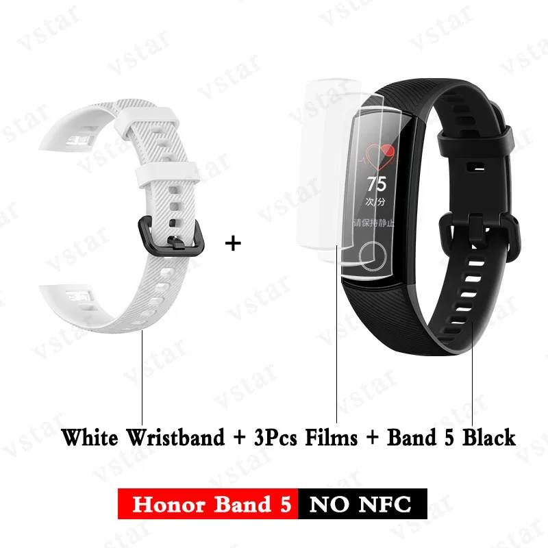 band5 black add whit Huawei Honor band 5 smartband AMOLED huawei smartwatch кровяное кислородное сердце rage ftness трекер сна swiming sport trakcer gps - Цвет: band5 black add whit