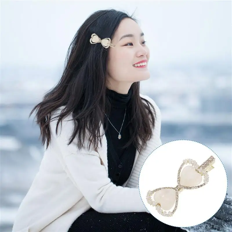 

Glitter Rhinestones Hair Clips Heart Bow Hairpin Barrettes for Women Girls Teens