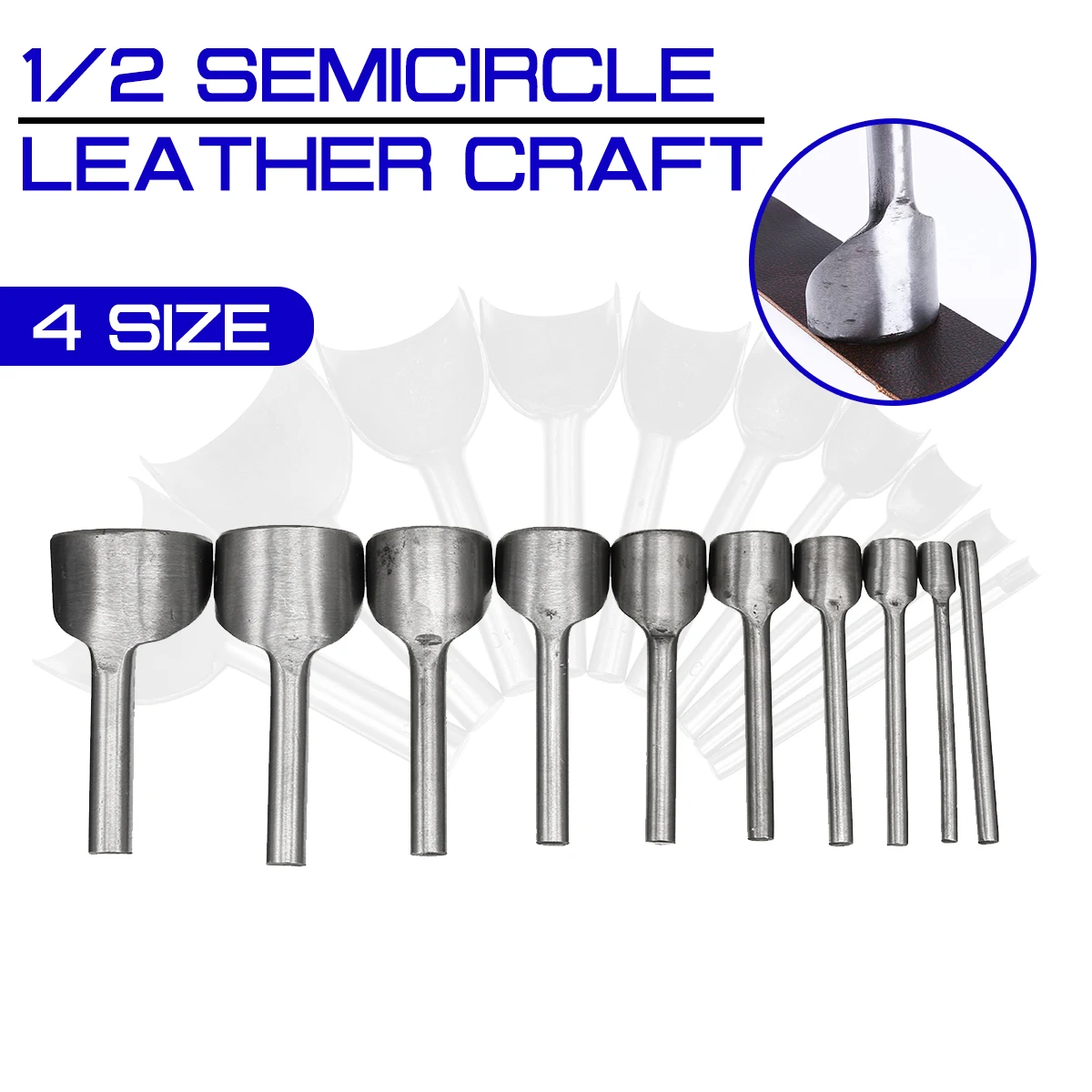 

High Carbon Steel 100mm for DIY Handicraft Leather Craft 1/2 Semicircle Leather Craft Punch Cutter Tools Belt Wallet Punch Tool