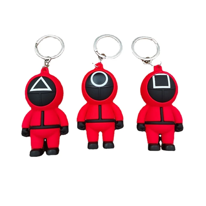 

3D Squid Game Figures Mask Keychain Charms Accessories Round Six Cosplay Keychains for Ladies Women Men Kids Key Chain Toys Gift