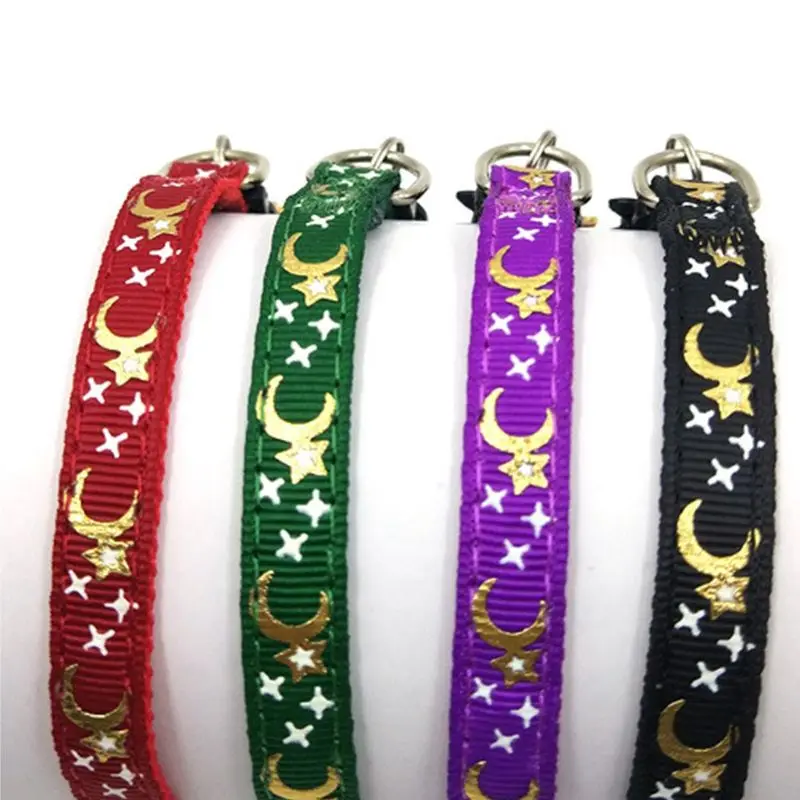 5 шт. рисунок звезды Луны с принтом регулируемые ошейники для кошек колокольчиком
