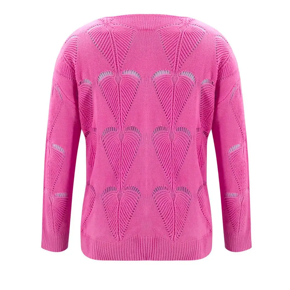 

Ladies Cardigan o-neck Sweater Knitting Hole Sexy Solid Color Sweater Spring and Autumn Short Lightweight Sweater