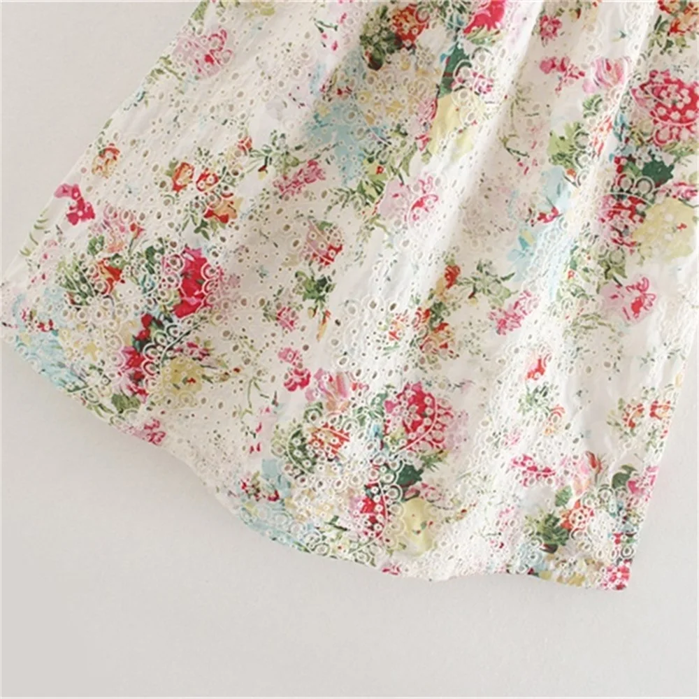 

2020 summer women's new lapel 3/4 sleeves pastoral floral floral waist slimming A-line knee dress