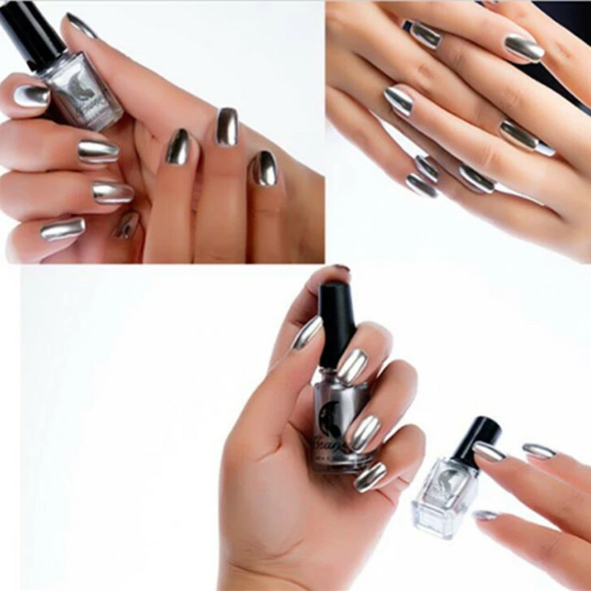 Волшебный зеркальный лак для ногтей эффект хромированный металлический дизайн