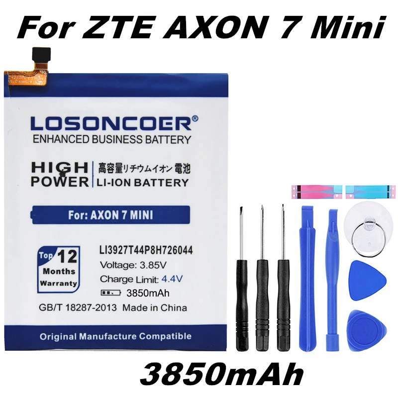 Аккумулятор LOSONCOER 3850mAh Li3927T44P8H726044 для zte Axon 7 Mini 5,2 дюймов аккумулятор для мобильного телефона+ Подарочные инструменты+ наклейки