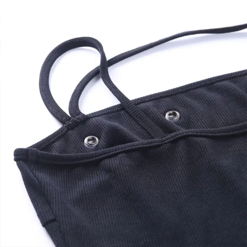 Женский Асимметричный укороченный топ с перекрестными ремешками в стиле панк