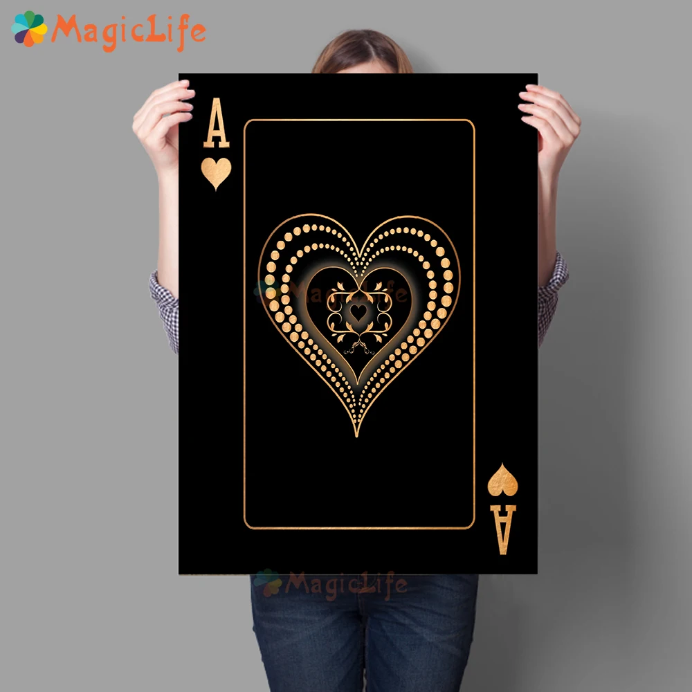 

Vintage Heart Jack Poker Quotes Posters Wall Pictures For Living Room Nordic Poster Wall Art Canvas Painting Home Decor Unframed