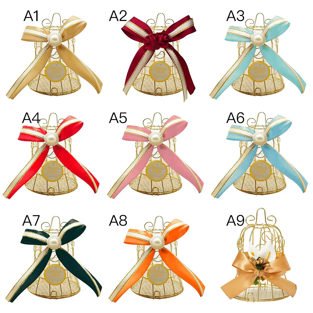 Мини ретро Клетка коробки для конфет шоколада с бантом вечеринки в пользу