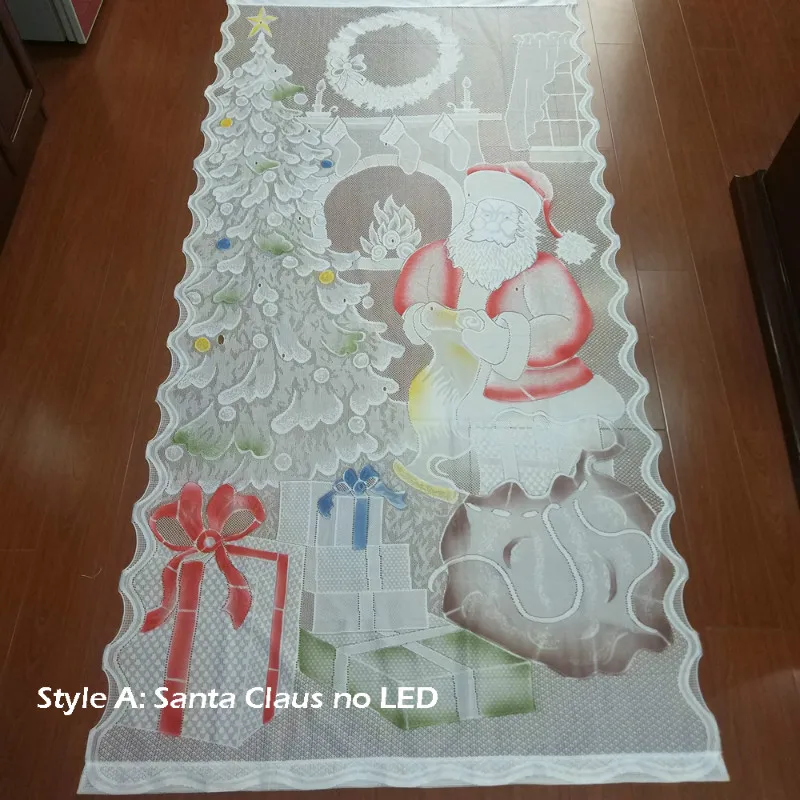 Рождественские кружевные занавески Санта Клаус полузатемненные светодиодный