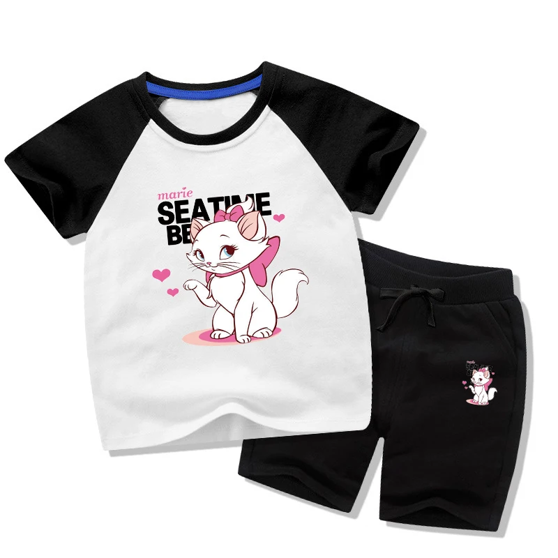2021 Summer Boys tshirts shorts clothes Korean Baby Girls Clothing Set Children Cat Shirt And Shorts Suit 2pcs Kids Cute Clothes