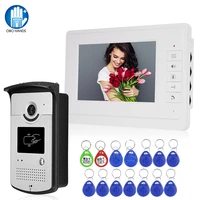 rfid video doorbell 7inch video door phone intercom system set indoor monitor 700tvl ir video camera support em card unlocking