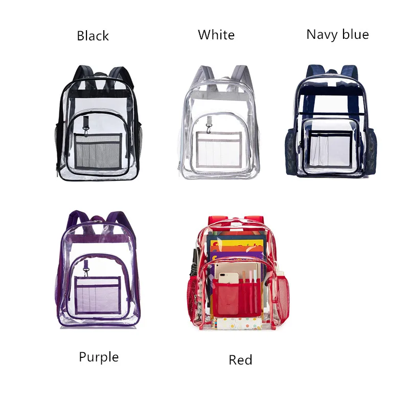 

Fahion PVC Waterproof Transparent School Bag See Through Backpacks Durable Waterproof Large Travel Backpack Solid Clear Backpack