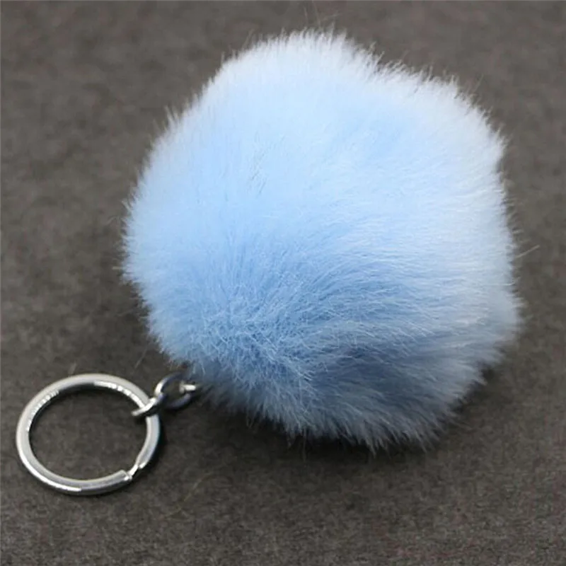 

Simple Key Chain Fur Ball Pompon Keychain Pompom Artificial Rabbit Fur Animal Keychains For Woman Car Bag KeyRing