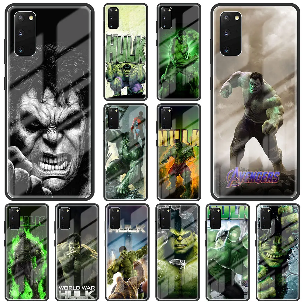 

Marvel Comic Hulk Tempered Glass Case For Samsung Galaxy S21 Ultra S20 FE S10e S10 Lite S9 S8 Plus A52 A51 A71 Phone Cover Shell