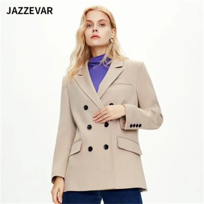 Women's suit double breasted blazers autumn winter new products thick coat black grey white casaco feminino chamarras para mujer