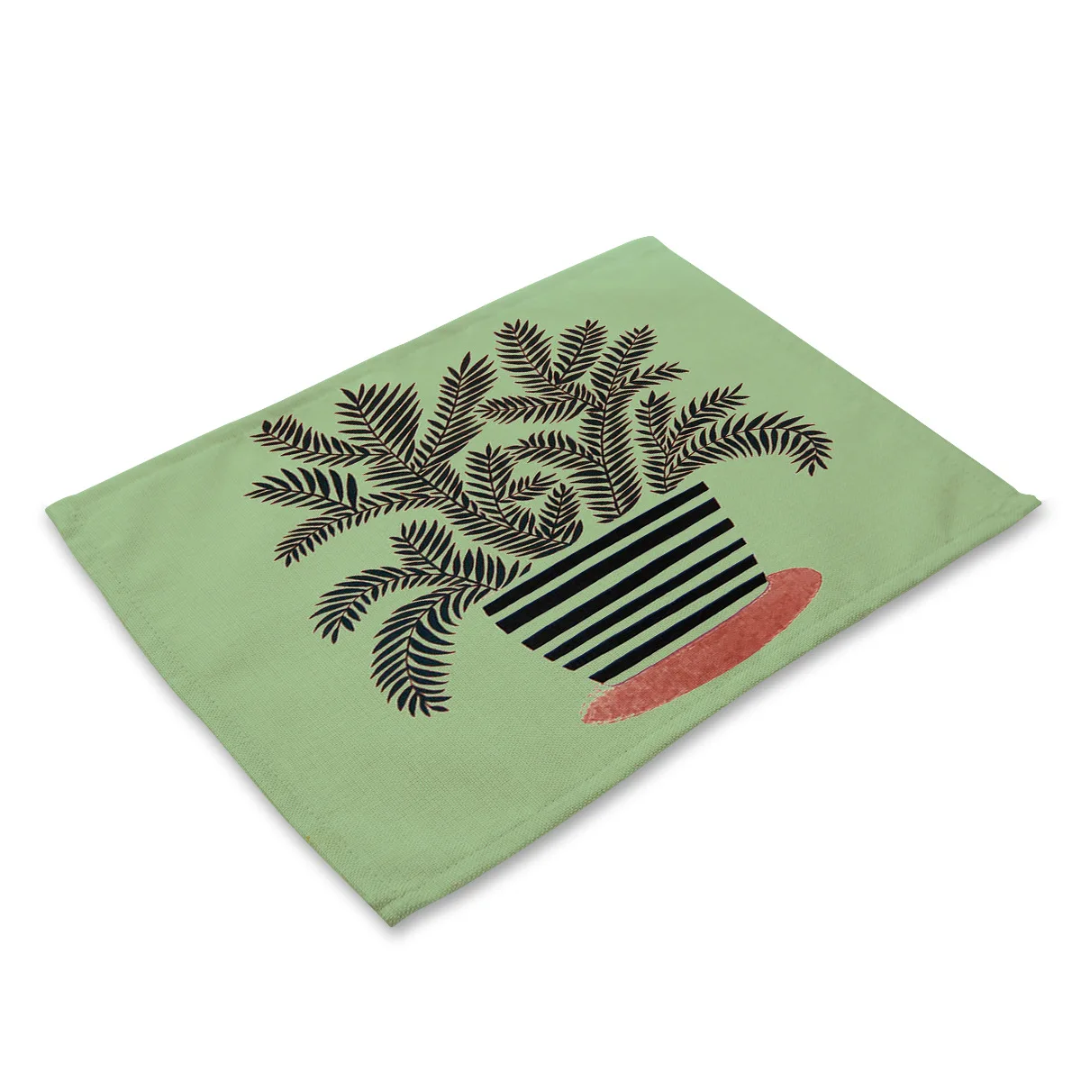 Green Plants 02 Зеленые растения кактус печать столовые приборы для обеденного стола ткань кухонные аксессуары изоляционный коврик чашка подстаканник каминная полка индивидуальный - Цвет: Green Plants 02