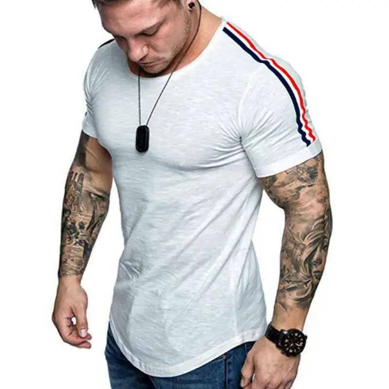 

Men Muscle T-Shirt Short Sleeve Slim Fit Summer Casual Tee Blouse Cotton Tops