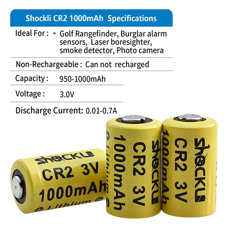 4 шт./лот Shockli 3 в 1000 мАч CR2 CR15H270 CR15266 литиевая батарея для фонарика фары системы