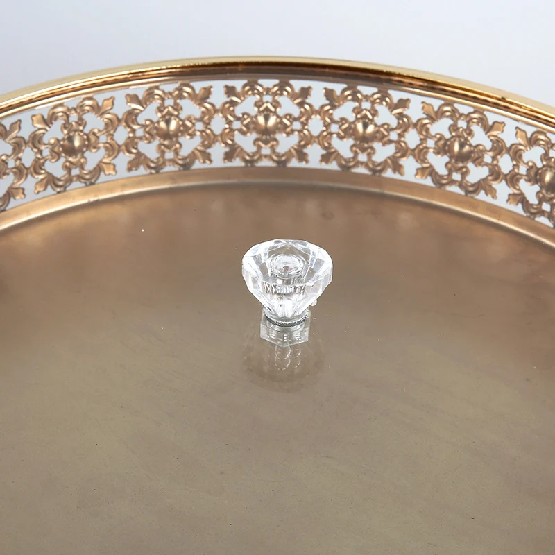 PEANDIM Metal Tray Luxury Gold Finish Hollow Plate Home Storage Round Kitchen Tool Wedding Centerpieces Table Decoration | Дом и сад