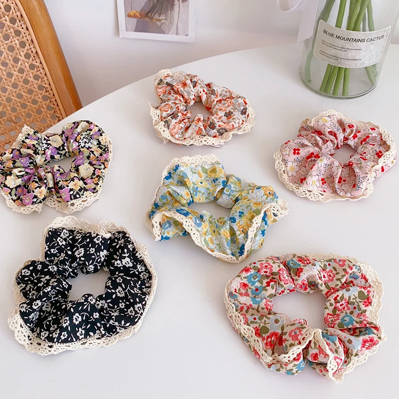 

Korea Summer Vintage Chiffon Scrunchies Elastic Hair Ring Bellflower Small Flower Hair Ties Headwear Hair Accessories Hot Sale