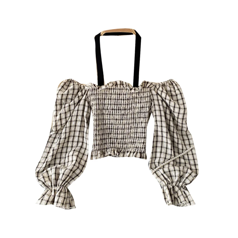 

Women's Short Summer New Fashion Square Neck Hollowed Slim Fit Long Sleeve Shirt Ladies Tops Blusas Mujer Blouse T557