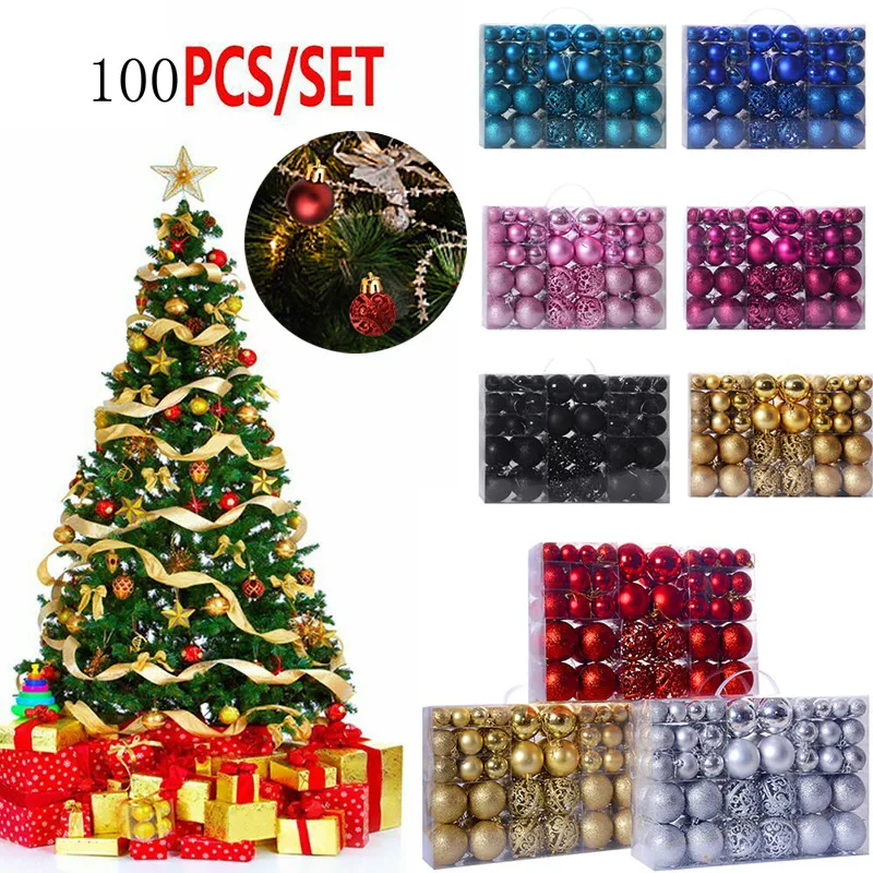 

Christmas Bauble Balls Pendant Xmas Tree Hanging Multiple Colour Ornament Noel Navidad Decoration for Home Indoor New Year Gift