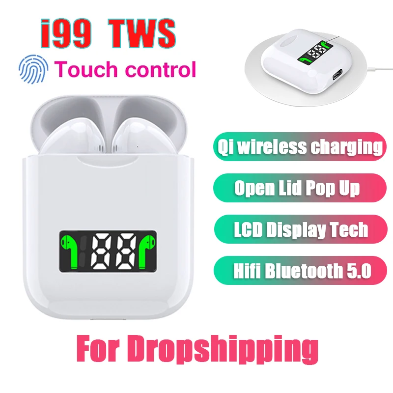 I99 Tws Мини Всплывающие беспроводные бас стерео bluetooth наушники Tap control наушники с зарядным устройством PK i12 i80 i200 i5000 i9000